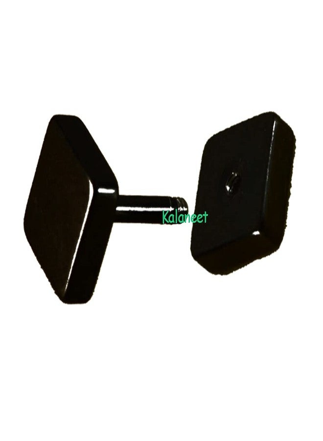 Kalaneet Combo of Square and Round Dumbell Ear Stud for Men and Women Black - Image 3