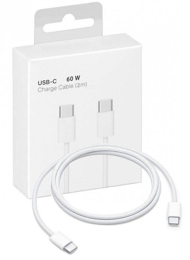 USB type C To type-C Super Fast Charging Cable 2M 60W For iPhone 16/15, iPad, iPad mini 7, MacBook Pro, Samsung S25 Ultra/S24/23/, Huawei P70 - Image 1