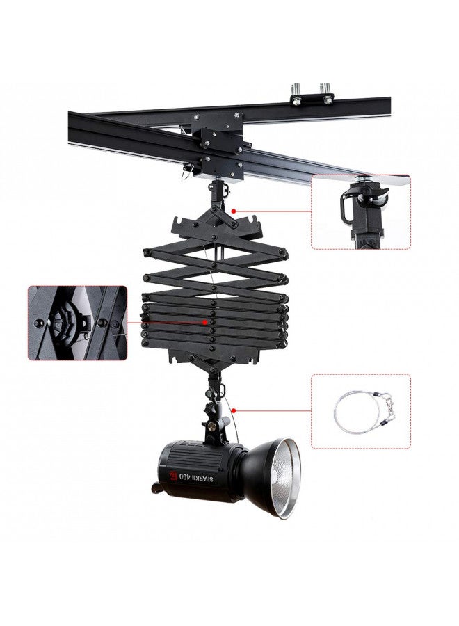 DATOUBOSS 2M Drop Pantograph for Studio Photography Ceiling Rail System Photographic Pantograph Kit with Pulley, Safety Rope Accessories - Image 3