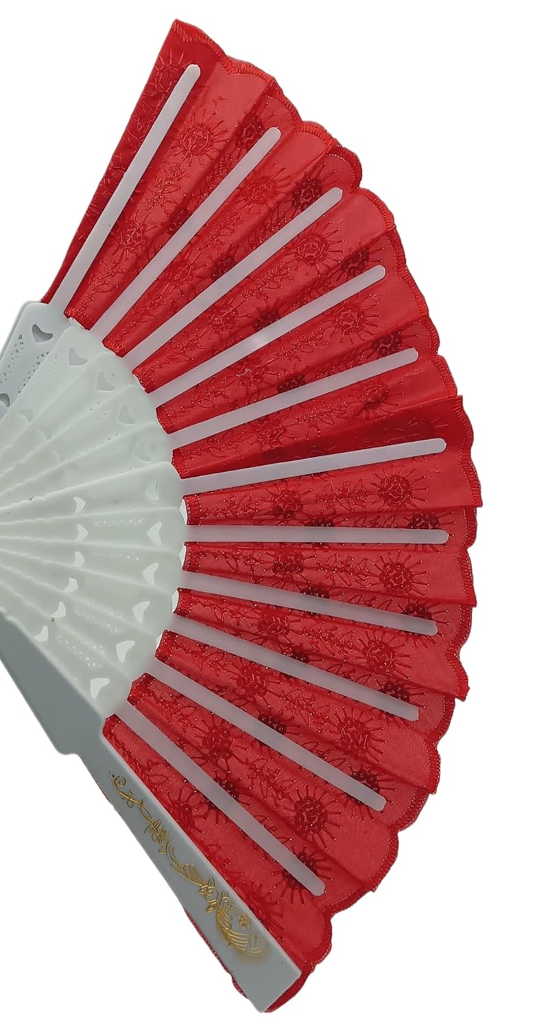 Gold Leaf GOLD LEAF 3Piece Multicolour Retro Folding Hand Fans Silk Plastic Small 22 x 50 cm open 22 x 15 x 19 cm folded Foldable Manual Indoor Use Perfect for Hot Flash Decoration Dance Gift  - Image 5