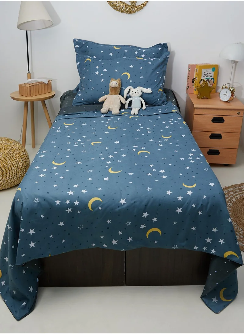 Pink Cactus Stars & Moon Print Bedding Set - Double