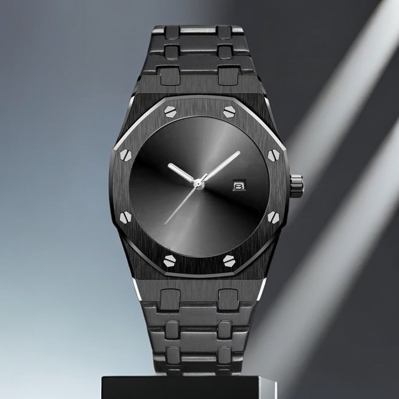 PINTIME Simple Steel Mens Watch Black