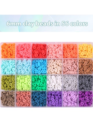 Bracelet Making Kit, 10,000 Pcs Polymer Clay Beads, 48 Colors Round Letter Beads Jewelry Making Kit Friendship Bracelets Heshi Beads with Charms Strings Crafts Gift for Girls Adults (3 Boxes) - view 2