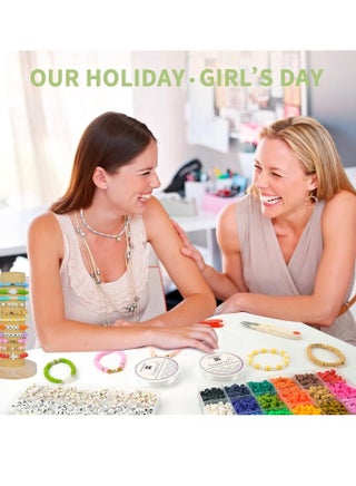 Bracelet Making Kit, 10,000 Pcs Polymer Clay Beads, 48 Colors Round Letter Beads Jewelry Making Kit Friendship Bracelets Heshi Beads with Charms Strings Crafts Gift for Girls Adults (3 Boxes) - view 5