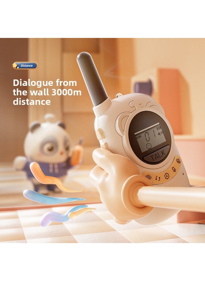 Tao Dudu Children's Walkie-talkie Parent-child Wireless Pager Outdoor 3KM Two Small Educational Toys Wholesale-Color:[500 M] Dinosaur Walkie-talkie Pair [khaki Brown + Ocean Blue] Gift Anti-lost Lanyard + Back Clip [self-provided Battery]]  - Image 3