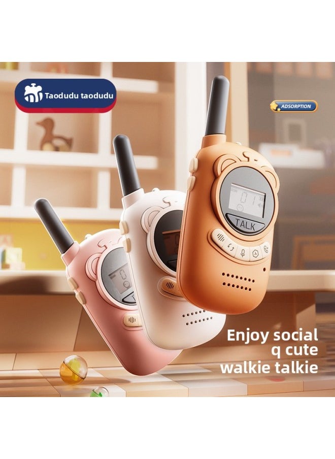 Tao Dudu Children's Walkie-talkie Parent-child Wireless Pager Outdoor 3KM Two Small Educational Toys Wholesale-Color:[500 M] Dinosaur Walkie-talkie Pair [khaki Brown + Ocean Blue] Gift Anti-lost Lanyard + Back Clip [self-provided Battery]]  - Image 2