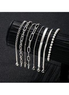 Huitich Elegant 8-Piece Silver Bracelet Set for Women  - Image 2