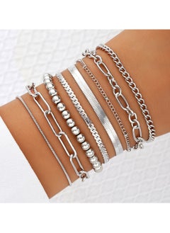 Huitich Elegant 8-Piece Silver Bracelet Set for Women  - Image 4