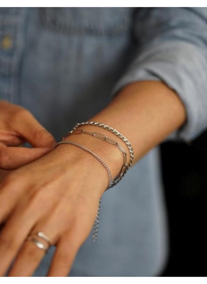 Huitich - Elegant 8-Piece Silver Bracelet Set for Women - Image 1