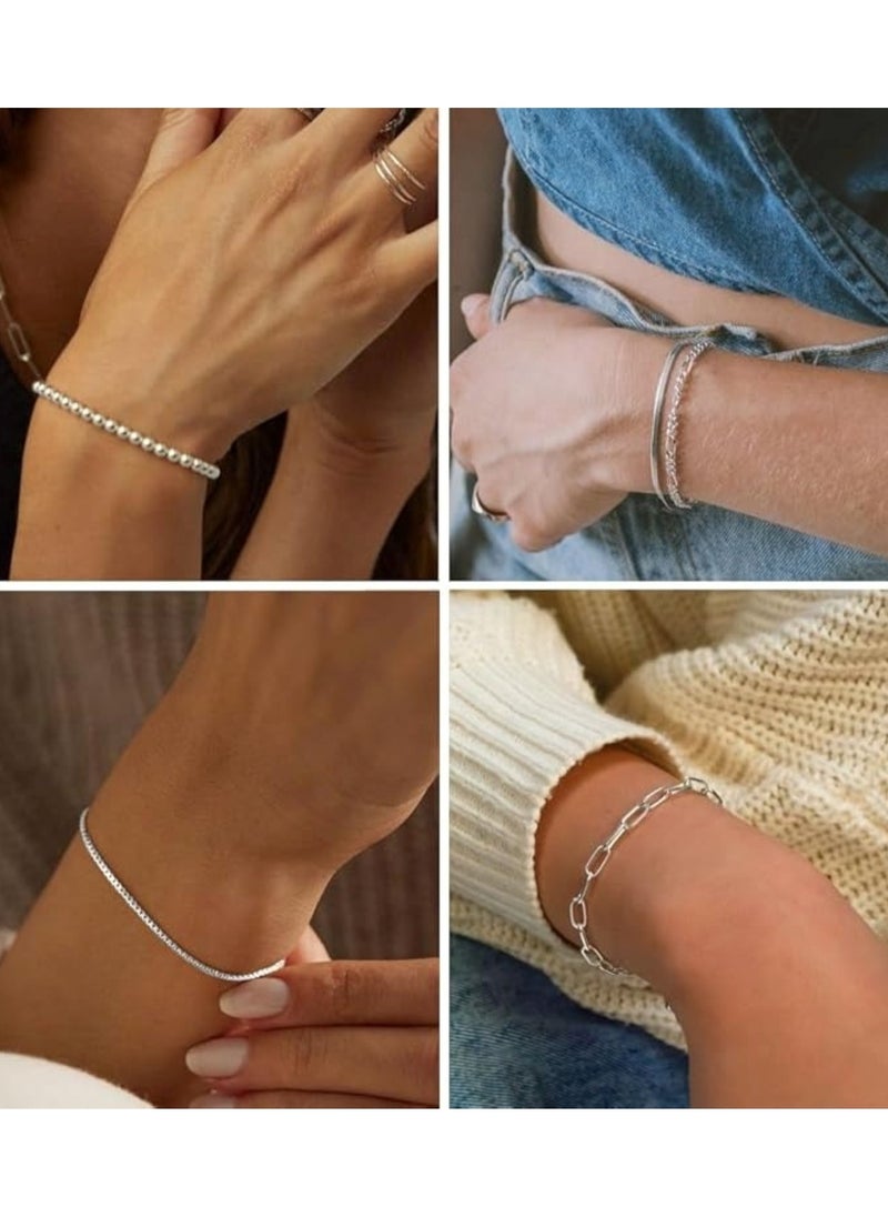 Huitich - Elegant 8-Piece Silver Bracelet Set for Women - Image 1