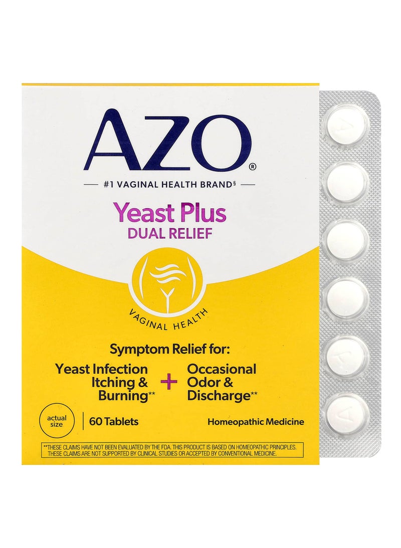 Yeast Plus, Dual Relief, 60 Tablets