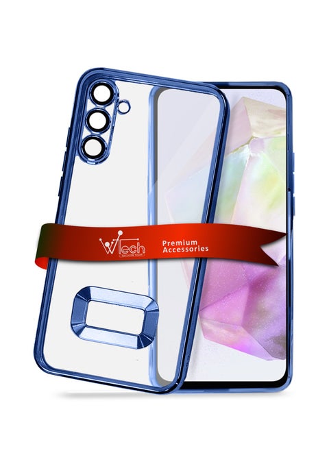 TPU Luxury Plating Raised Lips Camera Hole Case Cover For Samsung Galaxy A55 5G 2024 Blue