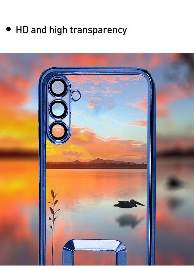 TPU Luxury Plating Raised Lips Camera Hole Case Cover For Samsung Galaxy A55 5G 2024 Blue