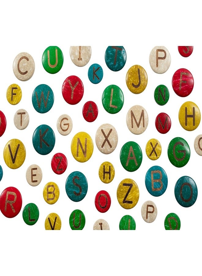 READY 2 LEARN Coconut Letters - Uppercase - Set of 52 - Natural, Hand Made Counters for Kids - Use for Crafts and Spelling Activities - Image 4