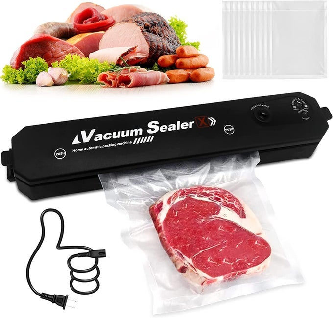 2IN1 ELECTRIC VACUUM SEALER FOR FOOD STORAGE HOME AUTOMATIC PACKING SEALING MACHINE HOUSEHOLD KITCHEN FRESH KEEPING FOOD SEALER DRY MOIST AIR SEALING SYSTEM BLACK1PCS