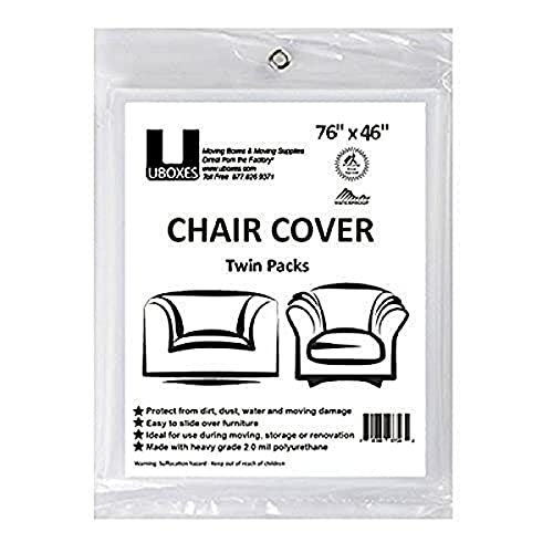 Uboxes (72x46) Chair Covers 2 MIL Heavy Duty Polyethylene to Protect Items from Dust Dirt and Spills, Clear, Set of 2 - Image 1