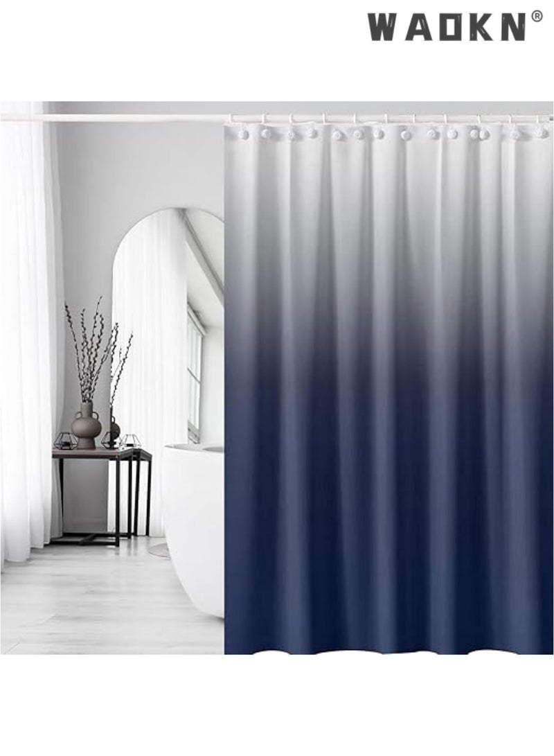 WAOKN Luxury Shower Curtain - Ultra Waterproof & Durable, Mildew & Stain Resistant, Elegant Black and White Square Pattern Design, Perfect Fit for Modern Bathrooms(Blue gradient, 71x71Inch/180x180cm) - Image 1