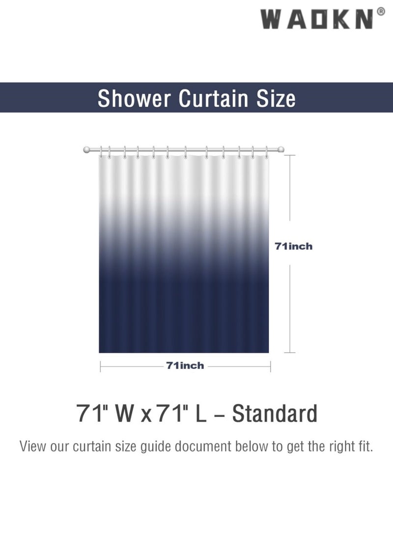 WAOKN Luxury Shower Curtain - Ultra Waterproof & Durable, Mildew & Stain Resistant, Elegant Black and White Square Pattern Design, Perfect Fit for Modern Bathrooms(Blue gradient, 71x71Inch/180x180cm) - Image 2