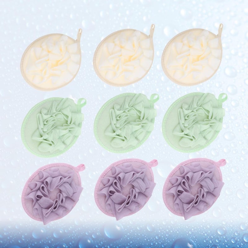 9Pcs Bath Sponge and Bath Puff Set with Bubble Net Multi-Color Shower Scrubber for Exfoliating and Cleansing Suitable for Men and Women - Image 3