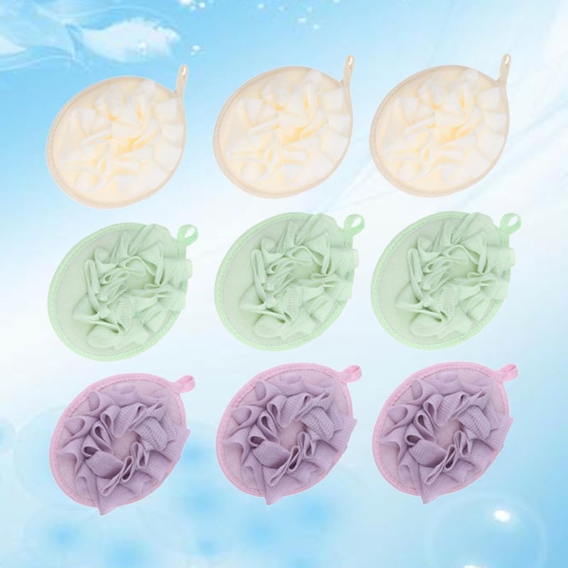 9Pcs Bath Sponge and Bath Puff Set with Bubble Net Multi-Color Shower Scrubber for Exfoliating and Cleansing Suitable for Men and Women - Image 4