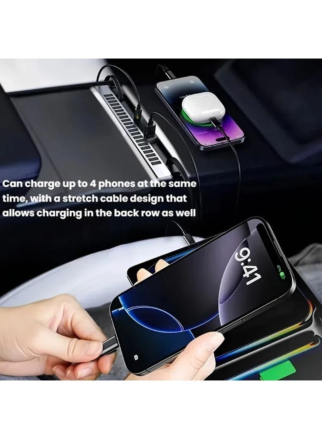 Tesla Model 3 Y Center Console Cover With USB Charging And Ambient Lights Black - Image 4