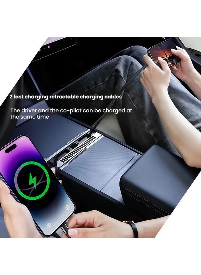 Tesla Model 3 Y Center Console Cover With USB Charging And Ambient Lights Black - Image 5