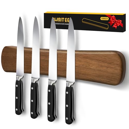 Swaitee Magnetic Knife Holder for Wall, 10 Inch Wood Strong Magnetic Knife Strip, Small Kitchen Storage Space Savers, Rv Apartment Farmhouse Accessories Organizer, Housewarming Gifts for New Home - Image 1