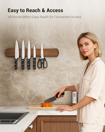 Swaitee Magnetic Knife Holder for Wall, 10 Inch Wood Strong Magnetic Knife Strip, Small Kitchen Storage Space Savers, Rv Apartment Farmhouse Accessories Organizer, Housewarming Gifts for New Home - Image 3