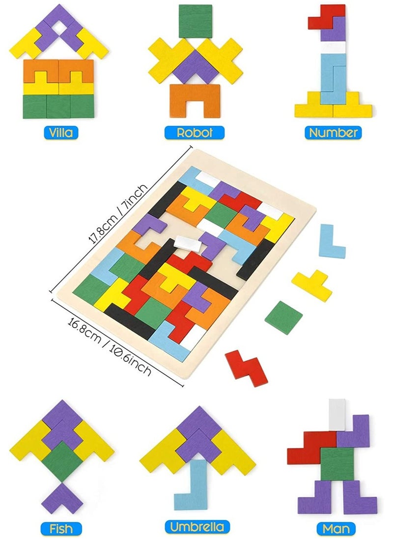 AMERTEER - Colorful Wood Intelligence Puzzle Game Develop Analytical Thinking Patience and Imagination with Tricky Tetris Suitable for All Ages - Image 1