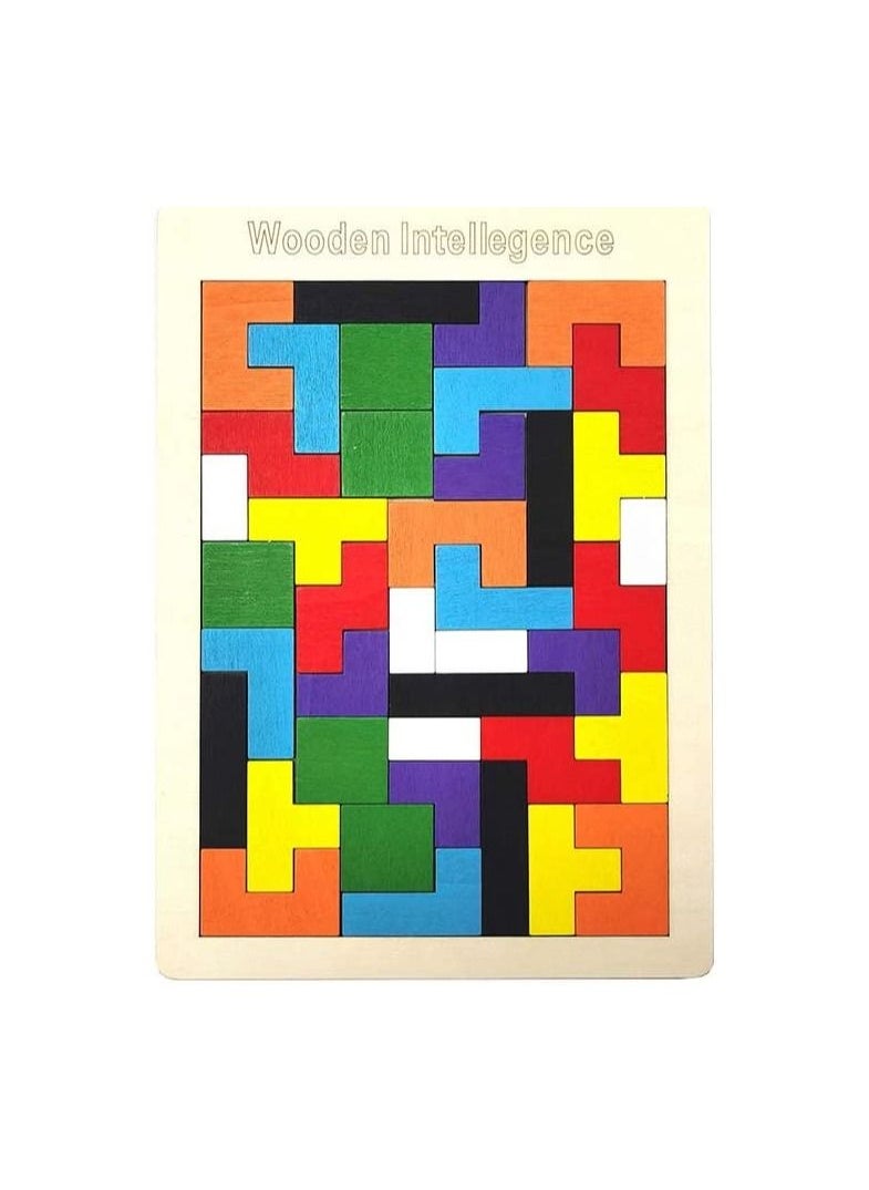 AMERTEER - Colorful Wood Intelligence Puzzle Game Develop Analytical Thinking Patience and Imagination with Tricky Tetris Suitable for All Ages - Image 1
