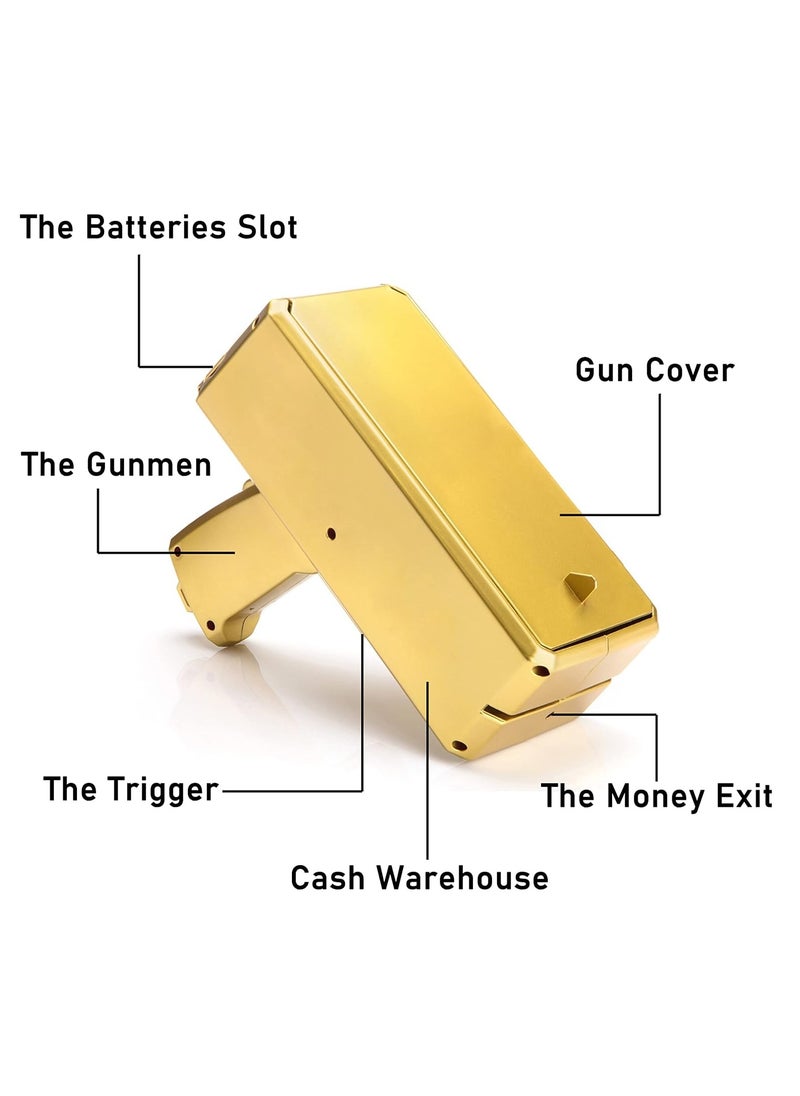 ELTRAZONE - Golden Money Shooter, Make it Rain/Spray Money Gun Paper Playing Toy, Handheld Spray Cash Gun for Game, Movies, Party Supplies - Image 1