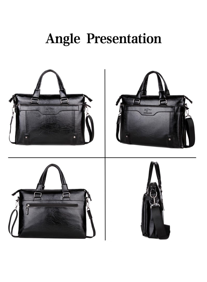 Moovant Briefcases for Men, Leather Laptop Bag, Waterproof PU Material, with Long Purse Wallet, Men's Bag Set, Black - Image 5
