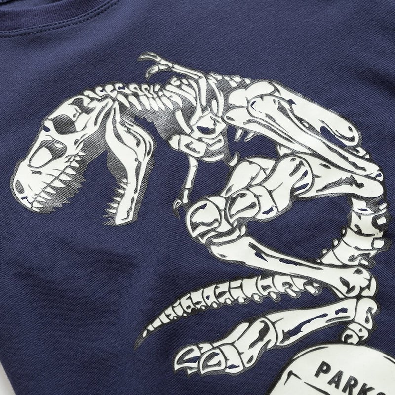 B.GKAKA Children's Dinosaur Pajamas for Toddler Boys Size 5 Little Kids Skeleton Golw in The Dark 100% Cotton 5T - Image 2