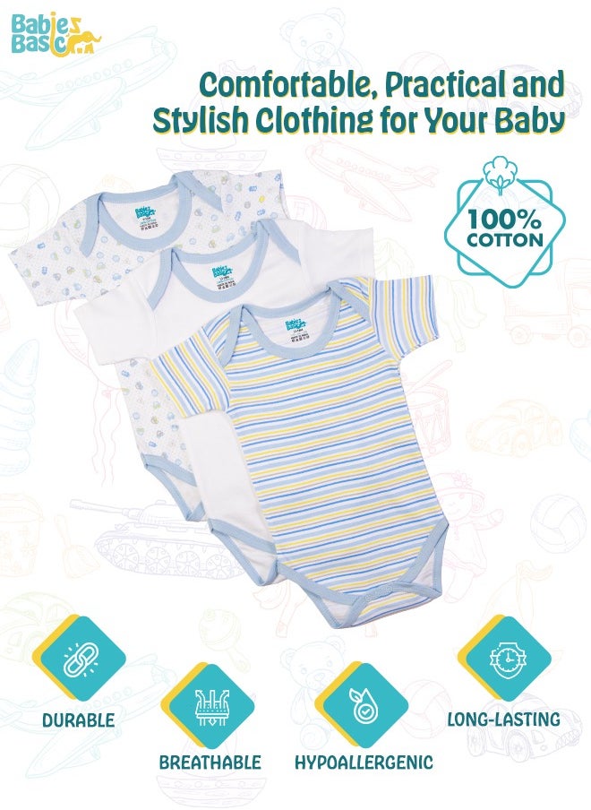 Babies Basic - Printed Romper/Bodysuit For Babies - Pack Of 3, Multi Color - Image 1
