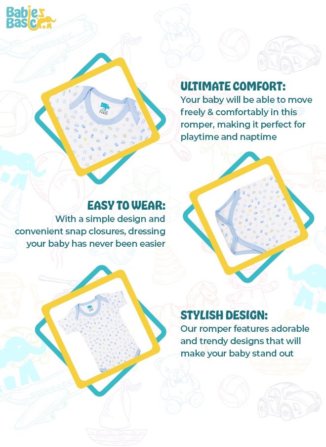 Babies Basic - Printed Romper/Bodysuit For Babies - Pack Of 3, Multi Color - Image 1