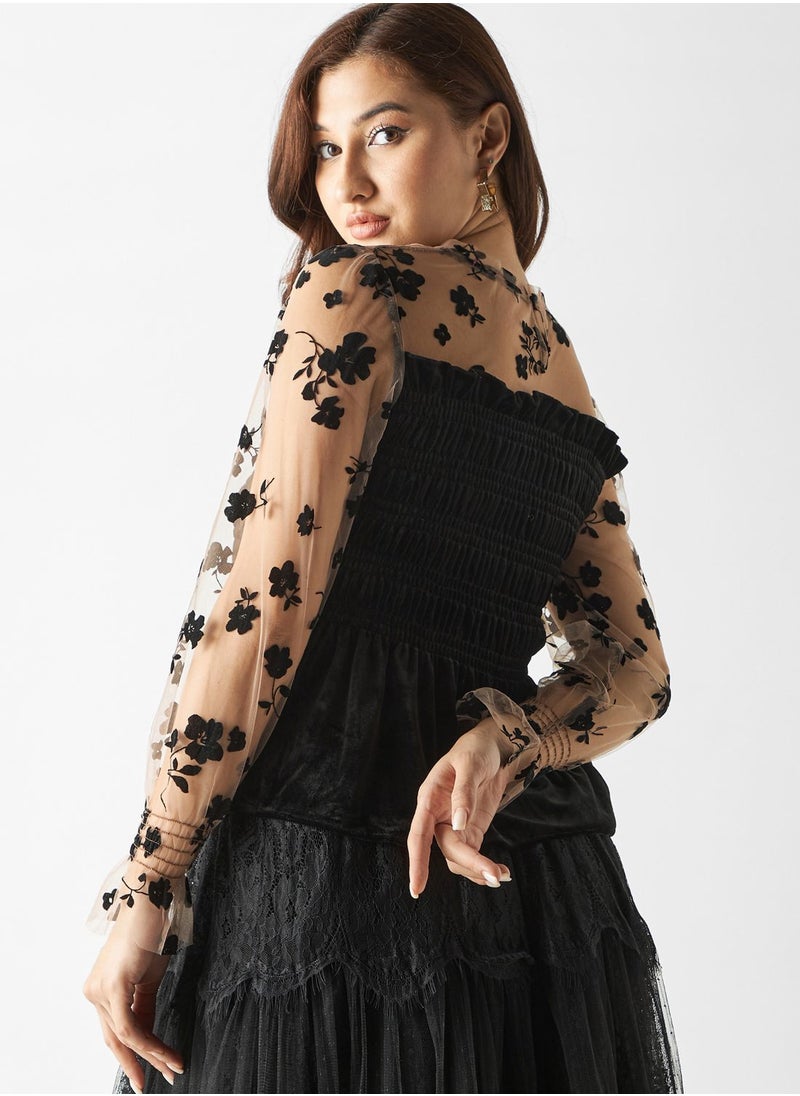 2Xtremz - Mesh Detailed Ribbed Top - Image 1