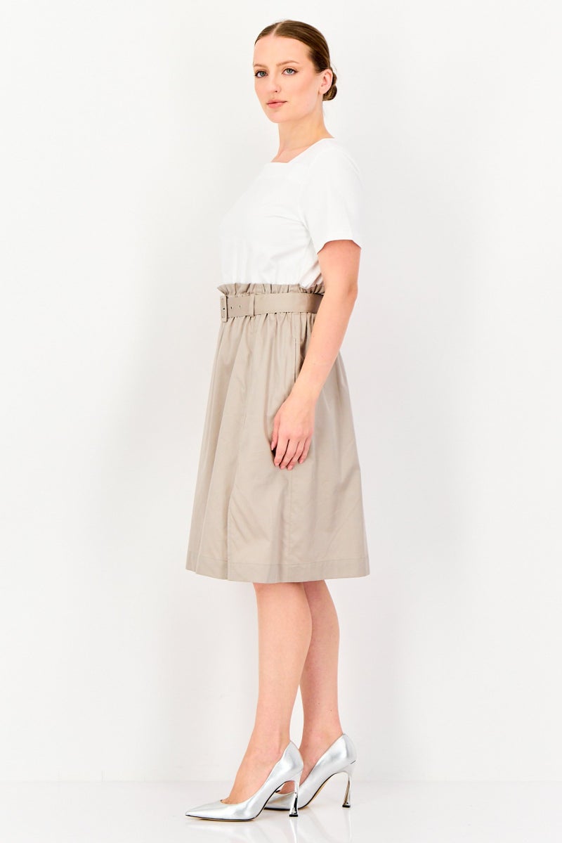 SELECTED Women Two-Toned Belted Midi Dress, Multicolor - Image 4