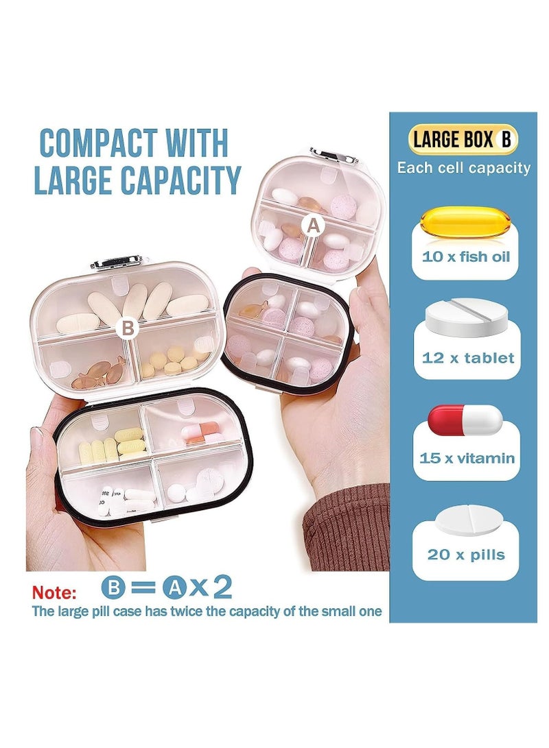Bluejw Travel Pill Organizer, 2 Pack Portable Pill Box 7 Day Small Pill Case Moisture Proof Daily Medicine Vitamin Container for Vitamins, Supplements Medication Tracker Travel Essentials (Small+ Large) - Image 2