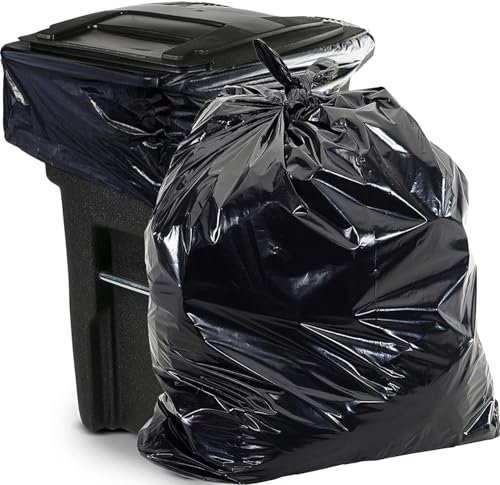 Aluf Plastics 65 Gal Black Heavy Duty Garbage Bags 1.5 Mil - 50"x 48" - Pack of 50 - For Contractor, Outdoor, Construction, & Storage - Image 1