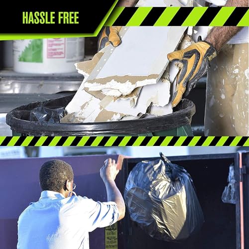 Aluf Plastics 65 Gal Black Heavy Duty Garbage Bags 1.5 Mil - 50"x 48" - Pack of 50 - For Contractor, Outdoor, Construction, & Storage - Image 4