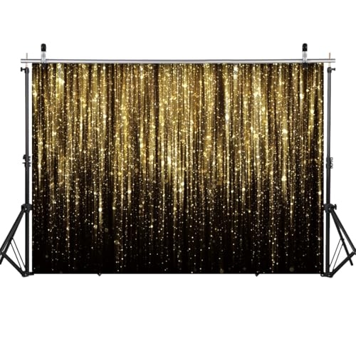 WOLADA Black and Gold Backdrop Black Gold Photo Backdrop Wedding Birthday Baby Shower Party Photo Studio 7x5FT FW53 - Image 2
