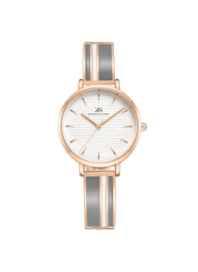 كينيث سكوت Kenneth Scott K23501-RBXX Women's Analog Display Watch & Alloy Strap Grey