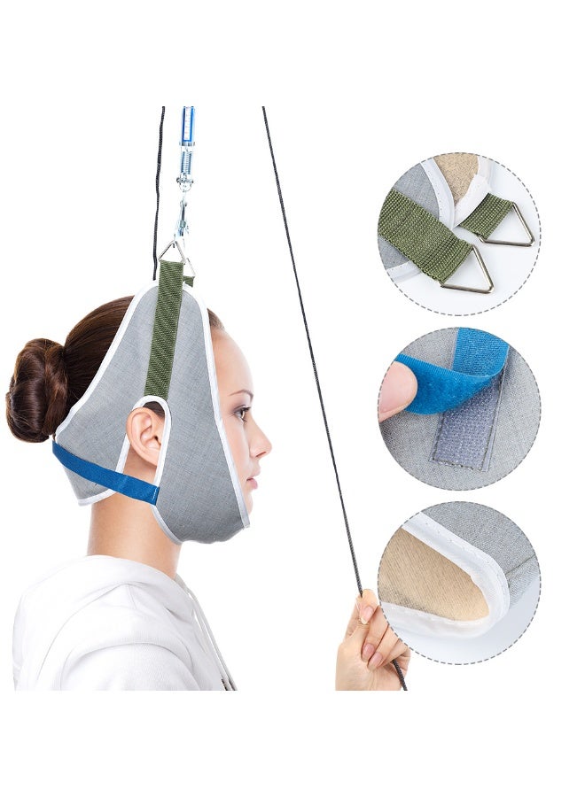 بابونا جهاز شد الرقبة المحمول والمعلق، جهاز شد الرقبة لتخفيف الألم، العلاج الطبيعي لتمديد العمود الفقري العنقي، حماية صحية (رمادي) - Image 3