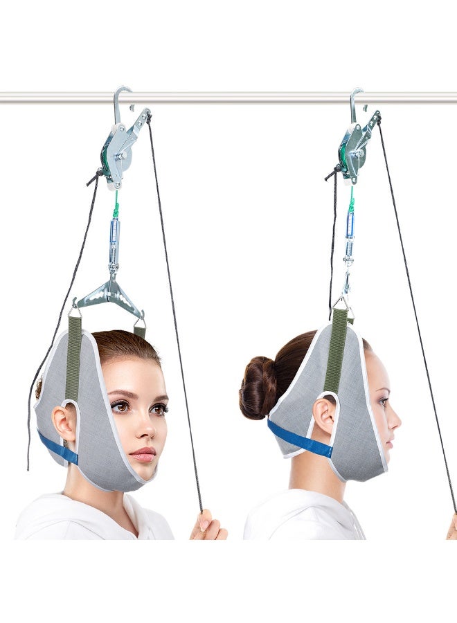 بابونا جهاز شد الرقبة المحمول والمعلق، جهاز شد الرقبة لتخفيف الألم، العلاج الطبيعي لتمديد العمود الفقري العنقي، حماية صحية (رمادي) - Image 5