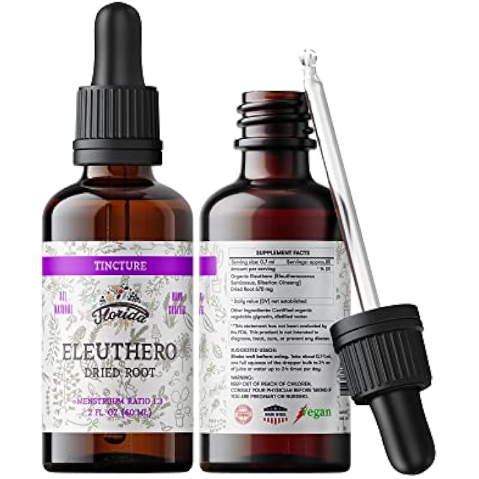 FLORIDA HERBS Eleuthero Tincture, Organic Eleuthero Extract (Siberian Ginseng, Eleutherococcus senticosus) - Image 1
