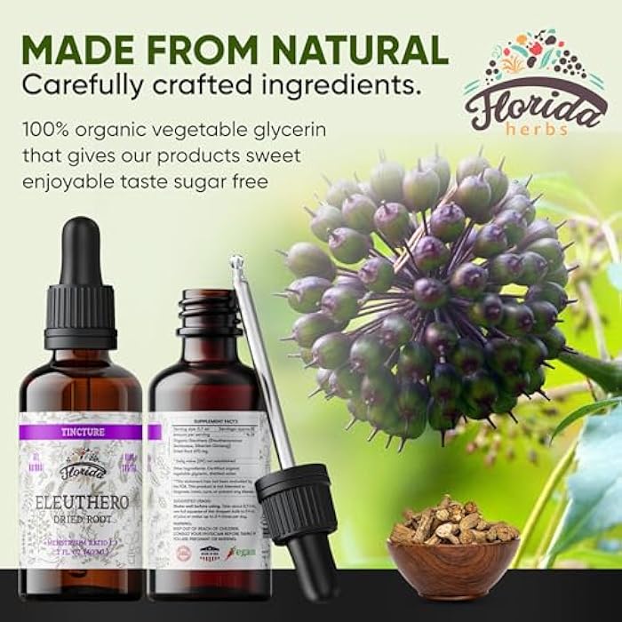 FLORIDA HERBS Eleuthero Tincture, Organic Eleuthero Extract (Siberian Ginseng, Eleutherococcus senticosus) - Image 3