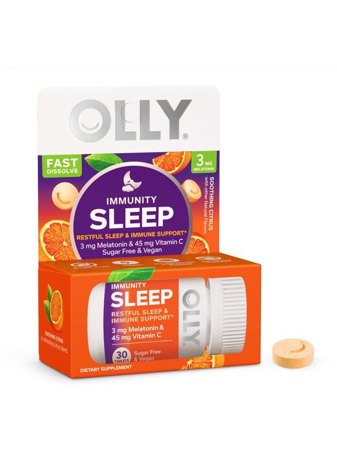 Immunity Sleep Fast Dissolves, 3mg Melatonin, Vitamin C, Citrus Flavor, 30 Day Supply - 30 Count