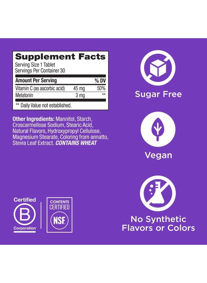 Immunity Sleep Fast Dissolves, 3mg Melatonin, Vitamin C, Citrus Flavor, 30 Day Supply - 30 Count