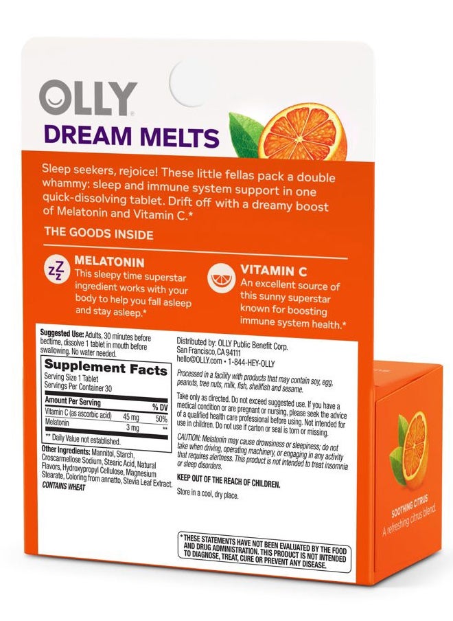 Immunity Sleep Fast Dissolves, 3mg Melatonin, Vitamin C, Citrus Flavor, 30 Day Supply - 30 Count