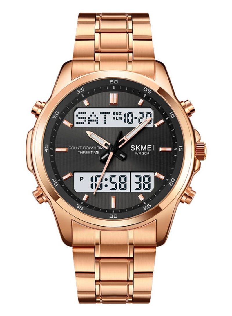 SKMEI ساعة إلكترونية للرجال من SKMEI عرض مزدوج ساعة إلكترونية ساعة متعددة الوظائف ساعة مقاومة للماء أسلوب أعمال عصري للرجال 2049 - Image 1